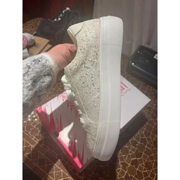 nwt hey girl by corkys white sparkling tennis shoe in box - Picture 4 of 10